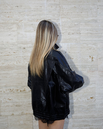 GIACCA BIKER IN ECOPELLE CON COLLO ALTO