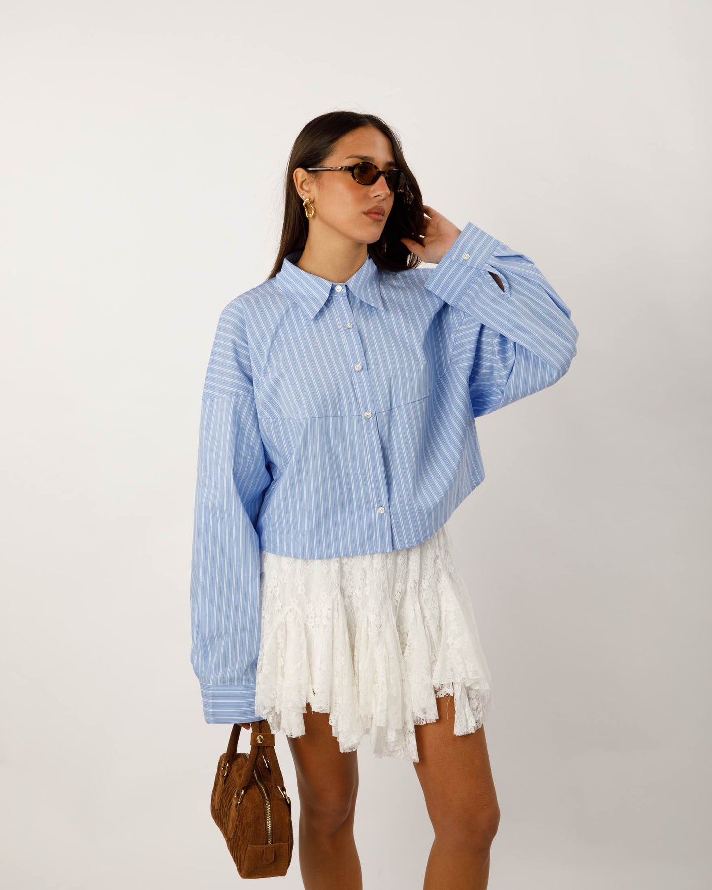 CAMICIA CROP A RIGHE