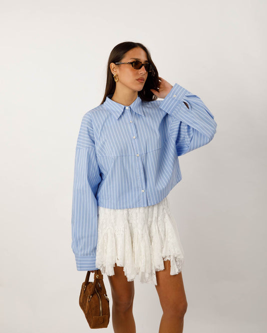 CAMICIA CROP A RIGHE