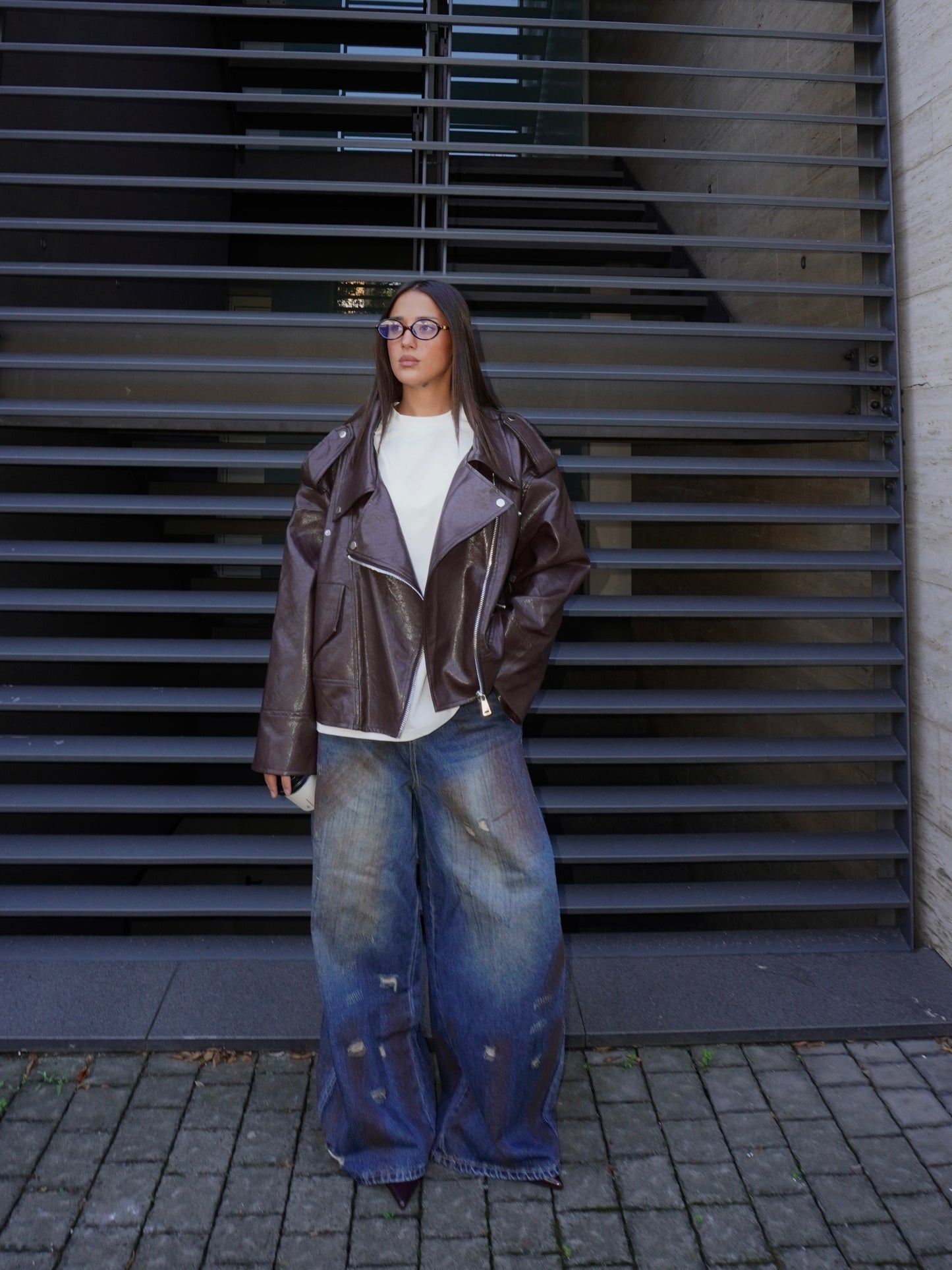 JEANS BAGGY EFFETTO ROVINATO