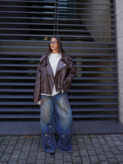 JEANS BAGGY EFFETTO ROVINATO