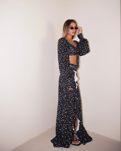 COORDINATO A POIS TOP E GONNA LUNGA