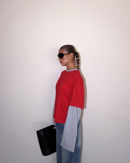 T-SHIRT DOUBLE SLEEVE A CONTRASTO LUMINA