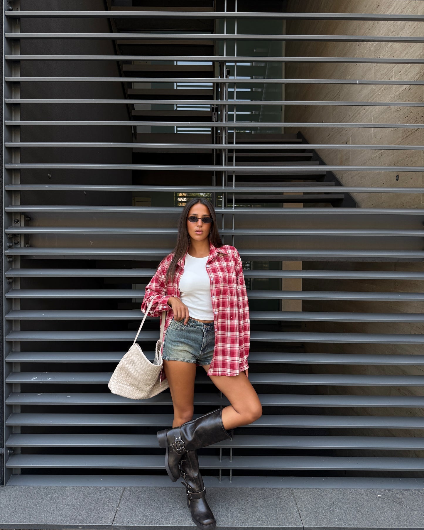 CAMICIA A QUADRI CON STRASS