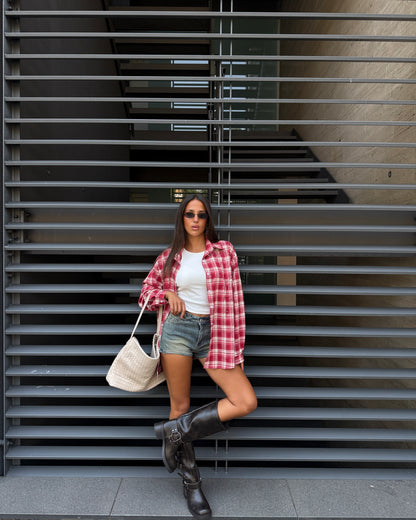 CAMICIA A QUADRI CON STRASS