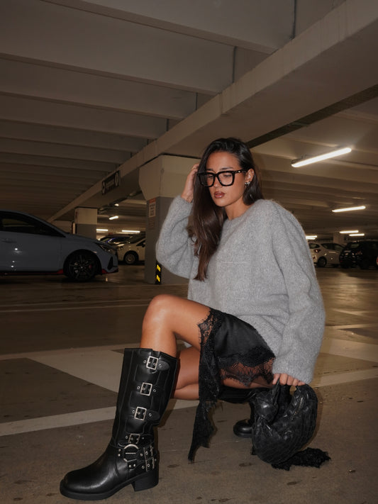 STIVALE BIKER IN ECOPELLE CON FIBBIE