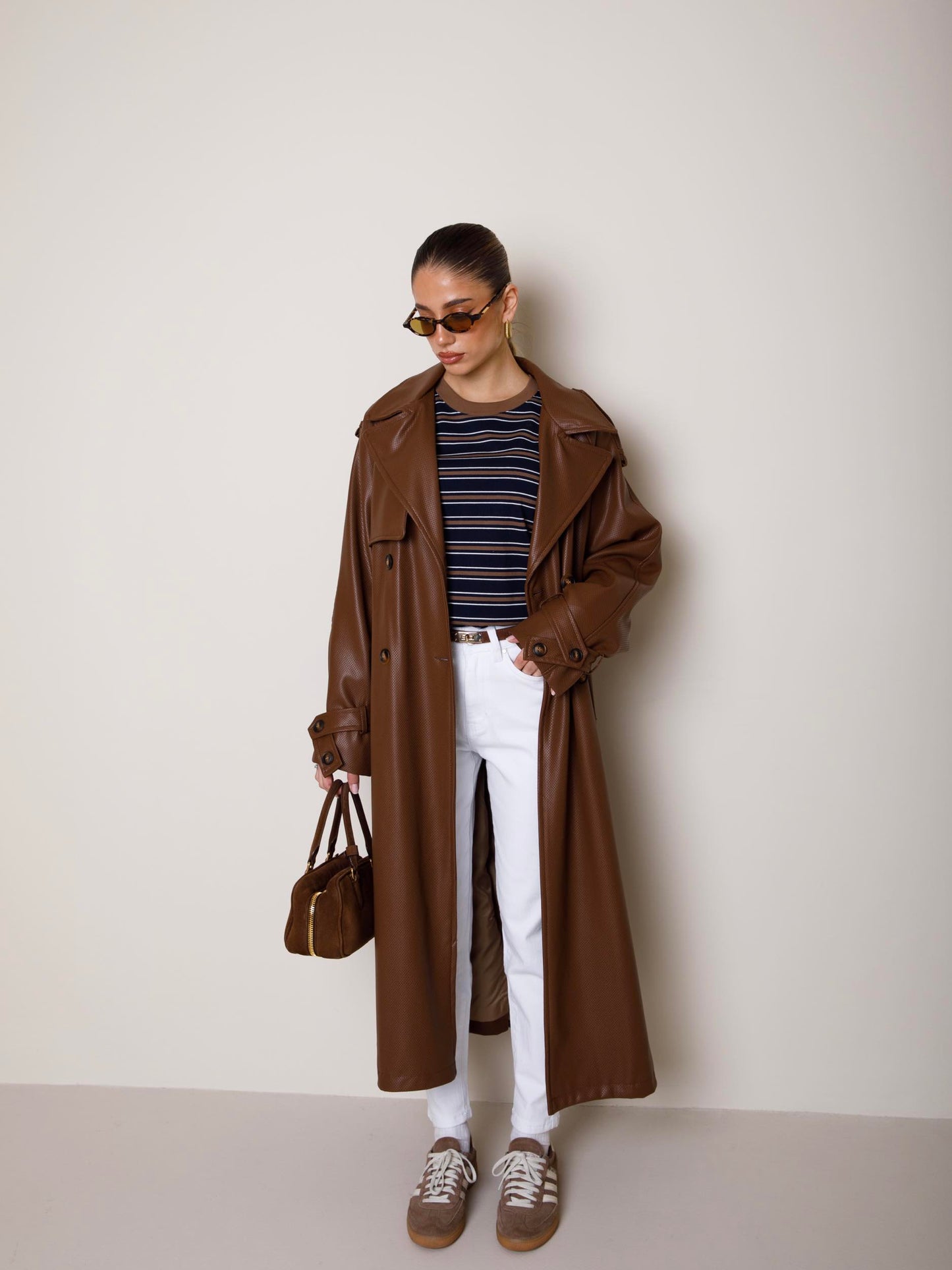 TRENCH TRAFORATO IN ECOPELLE LUMINA