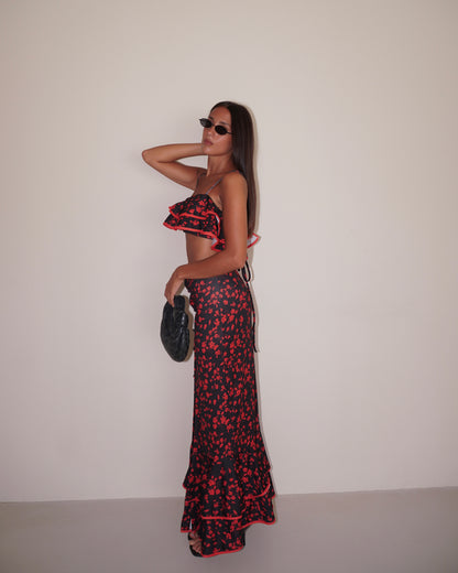 TWIN-SET TOP E GONNA A FIORI