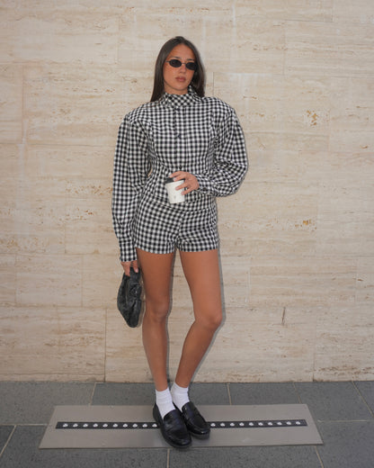 COMPLETO A QUADRI CON CAMICIA E SHORTS