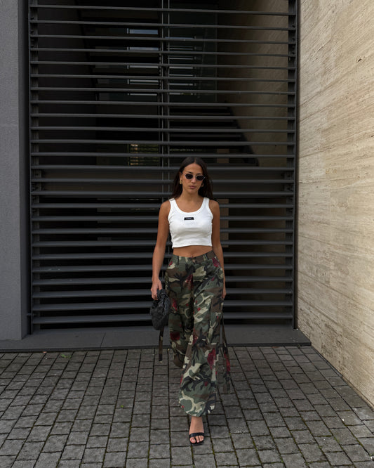 PANTALONE CARGO CAMOUFLAGE FLOREALE LUMINA