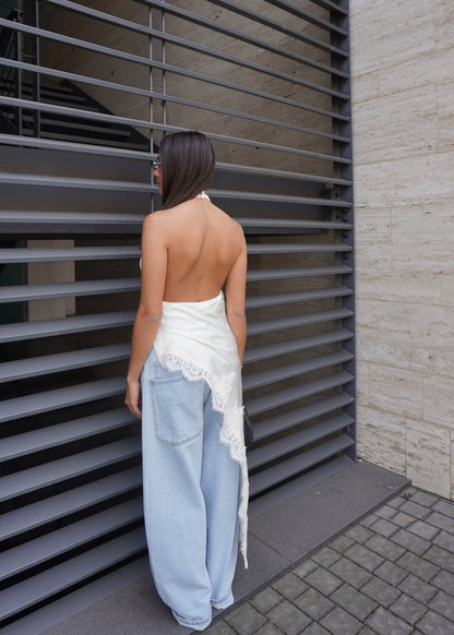 TOP SCOLLO HALTER SATINATO LUMINA