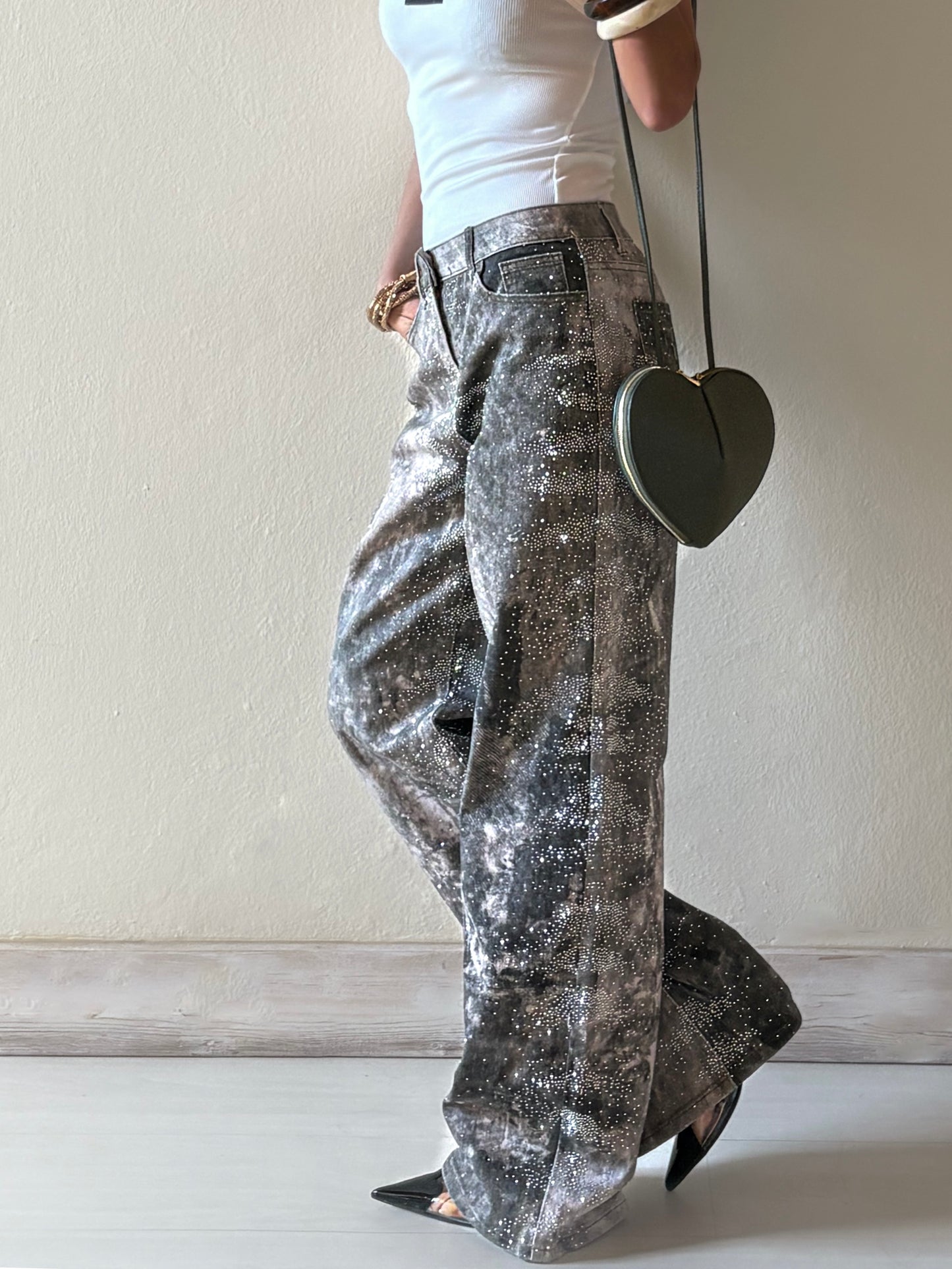 JEANS SFUMATO CON STRASS