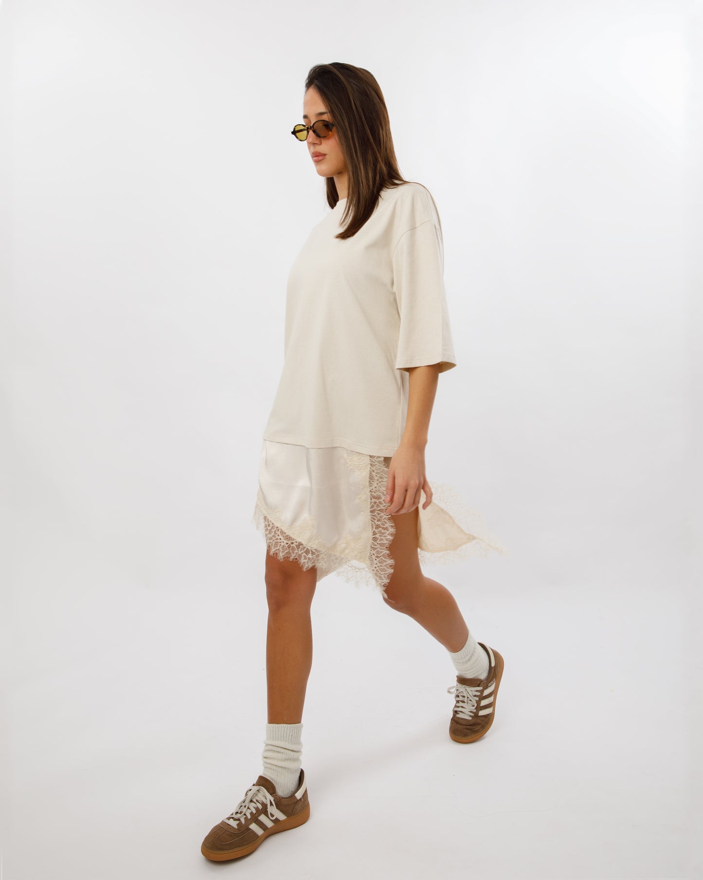 T-SHIRT COMBINATA IN PIZZO