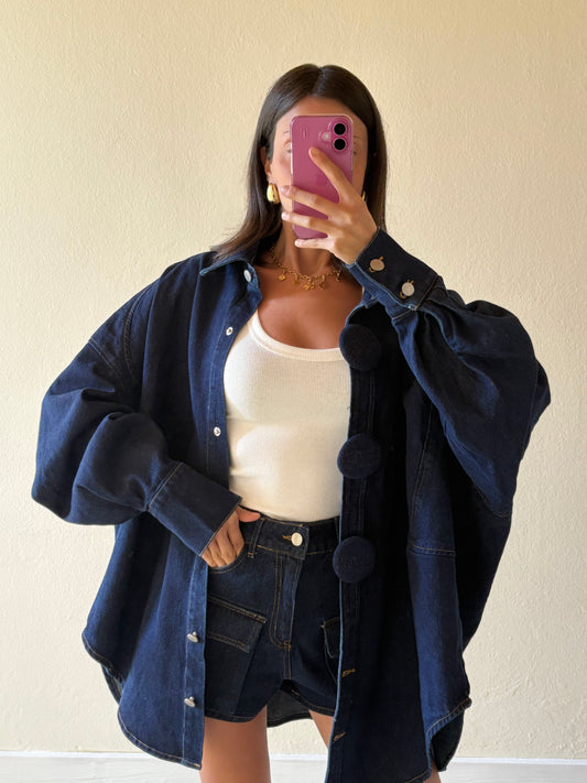 CAMICIA OVER IN DENIM CON BOTTONI