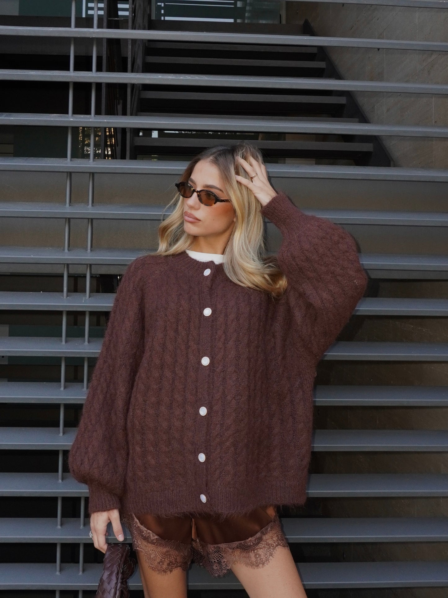 CARDIGAN IN MAGLIA INTRECCIATA