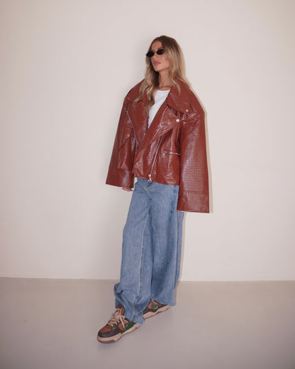 GIACCA BIKER STAMPA COCCO