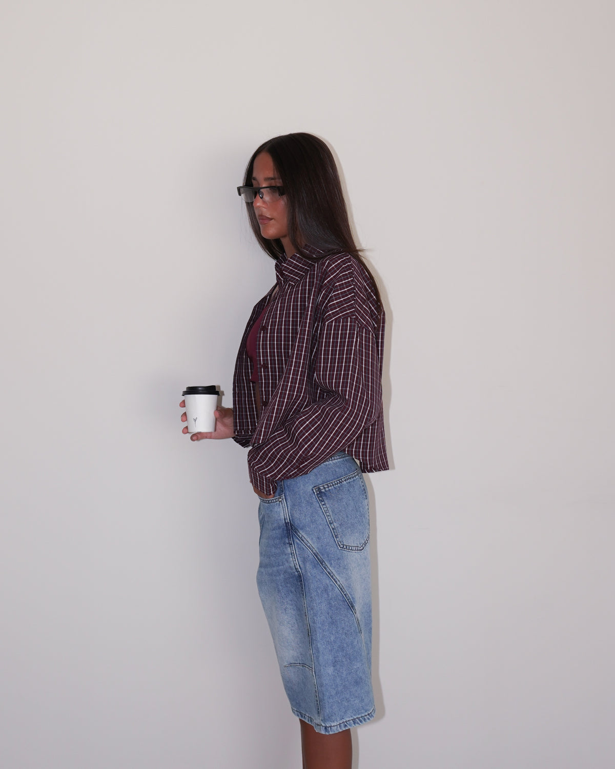 CAMICIA CROP CON FANTASIA A QUADRI