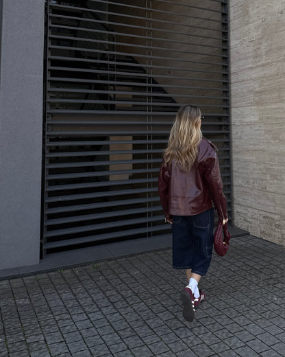 GIACCA BIKER IN ECOPELLE CON CINTURA