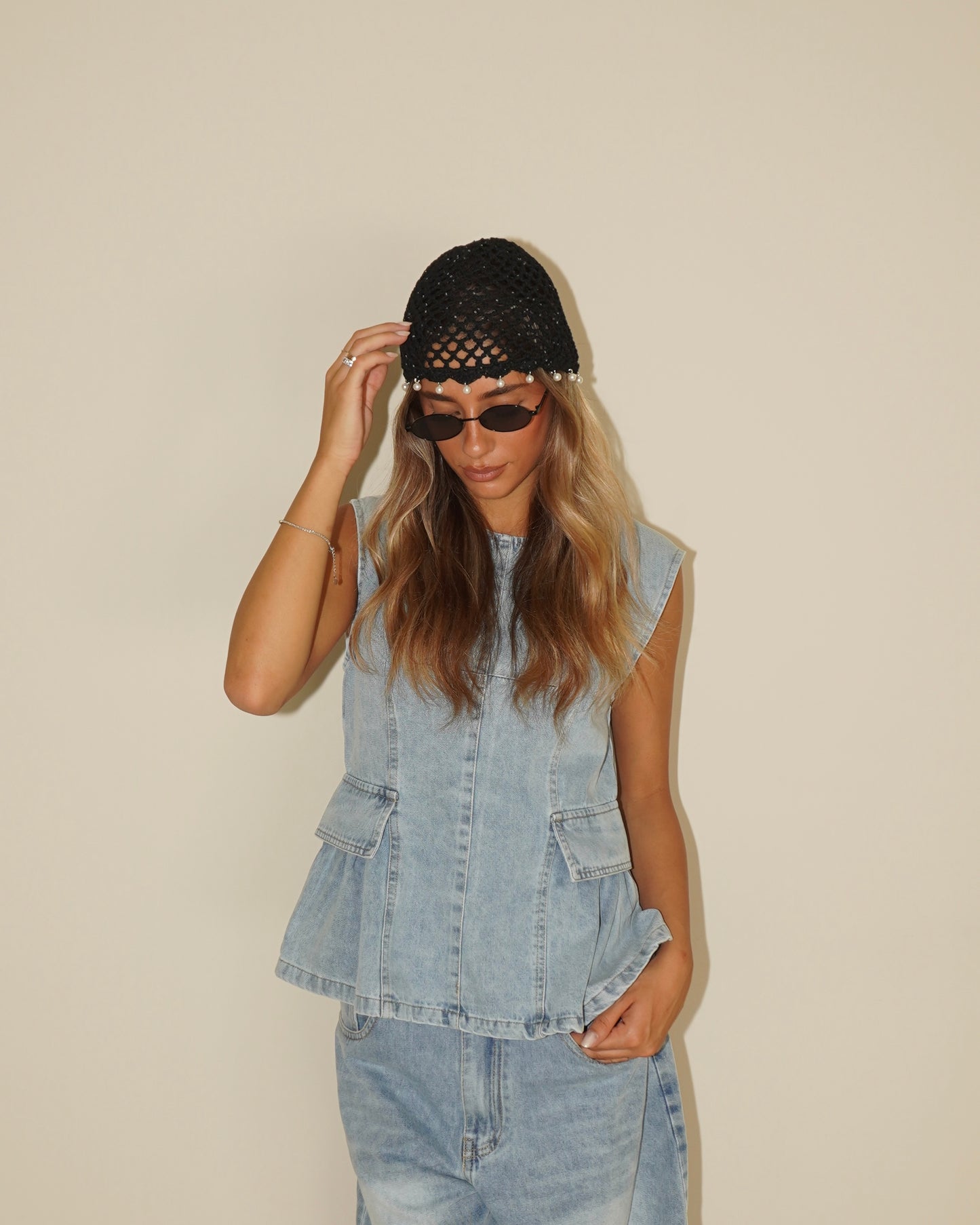 BERRETTO CROCHET CON PERLINE