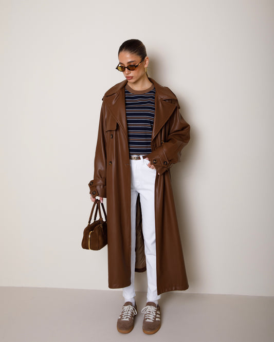 TRENCH TRAFORATO IN ECOPELLE LUMINA