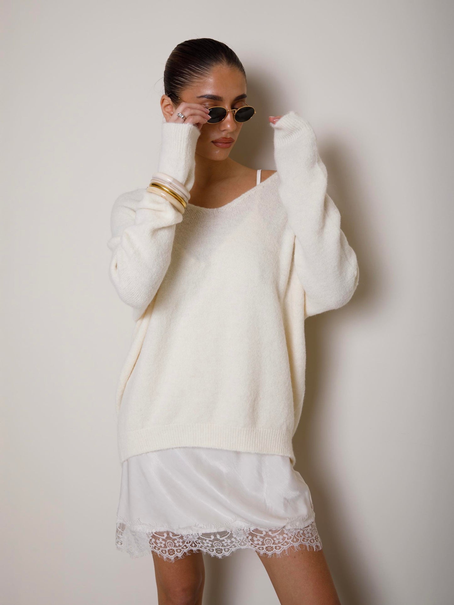 MAGLIONE ALPACA CON ABITO IN SIMIL RASO LUMINA