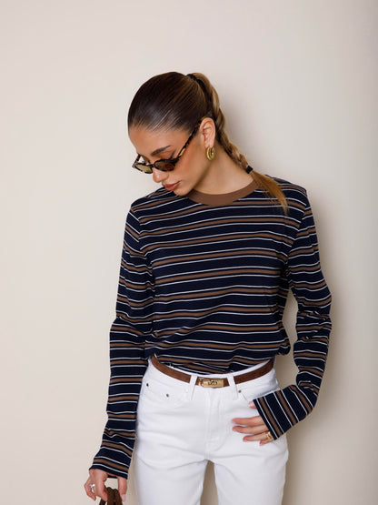 MAGLIA GIROCOLLO A RIGHE LUMINA