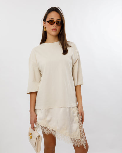 T-SHIRT COMBINATA IN PIZZO