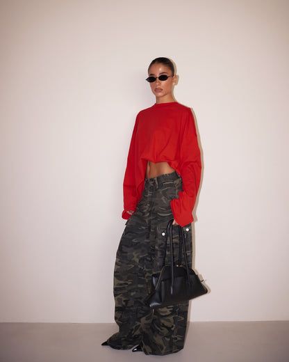 PANTALONI JEANS MILITARI CON TASCHE