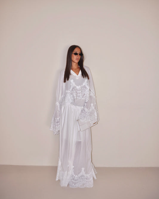 COMPLETO GONNA LUNGA E MAGLIA CON PIZZO
