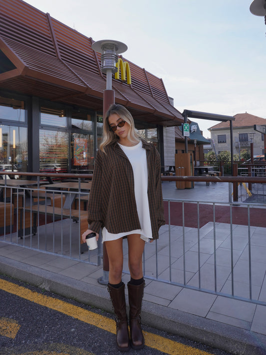 CAMICIA A QUADRI CON SPALLE IMBOTTITE