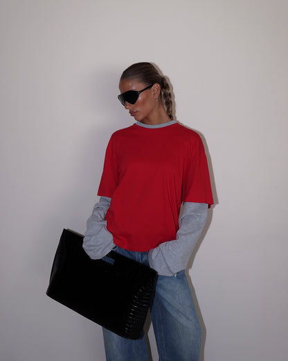 T-SHIRT DOUBLE SLEEVE A CONTRASTO LUMINA