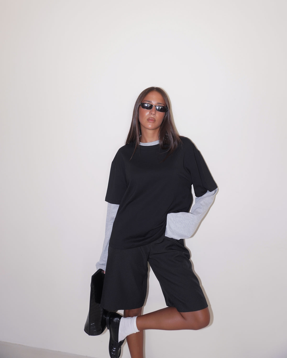 T-SHIRT DOUBLE SLEEVE A CONTRASTO LUMINA