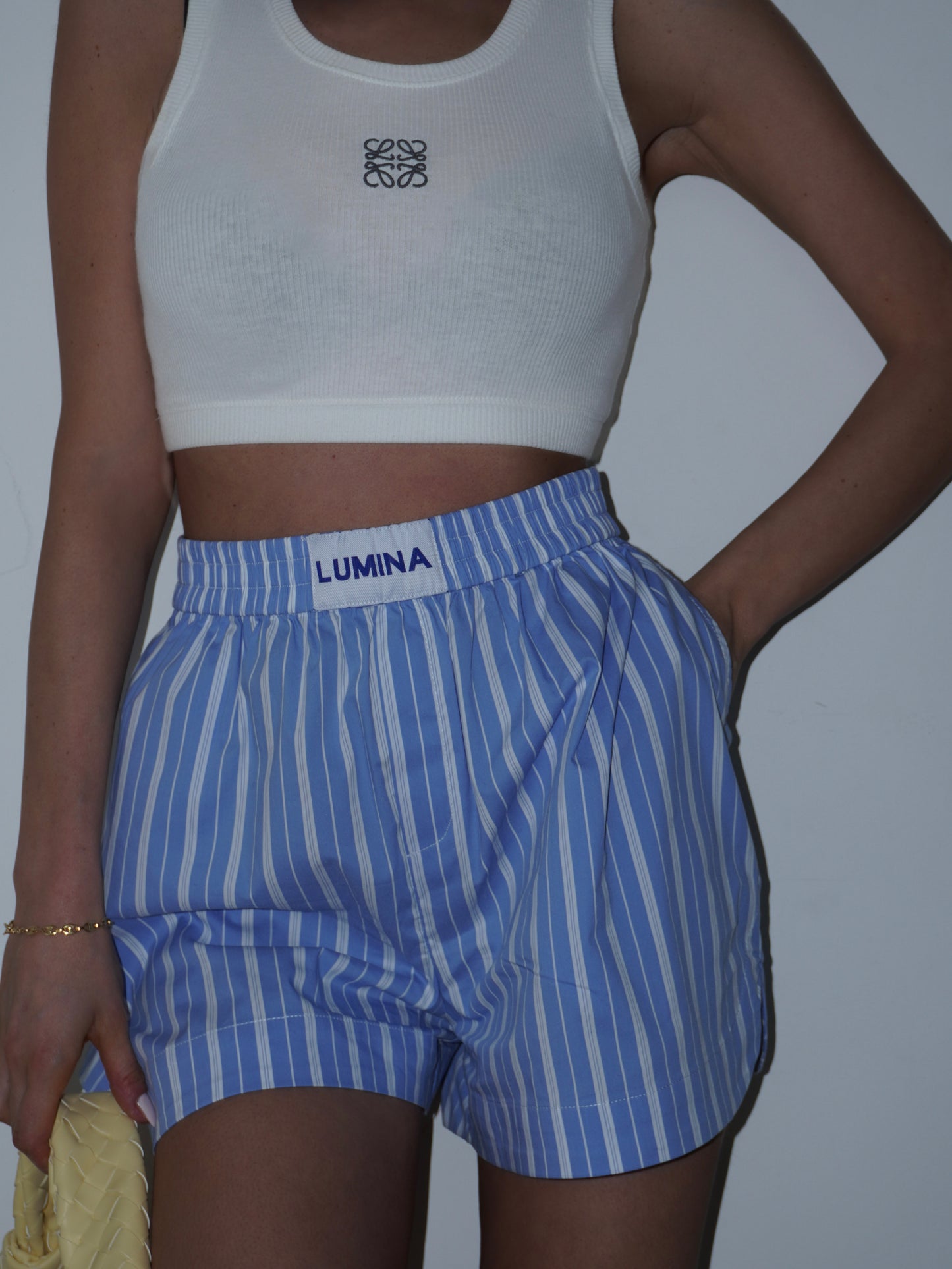 SHORTS A RIGHE CON LOGO