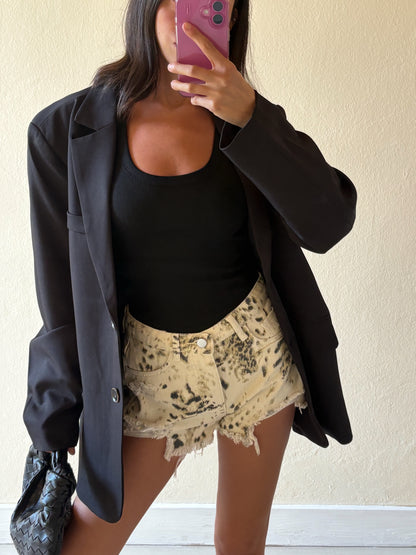 SHORTS IN DENIM ANIMALIER