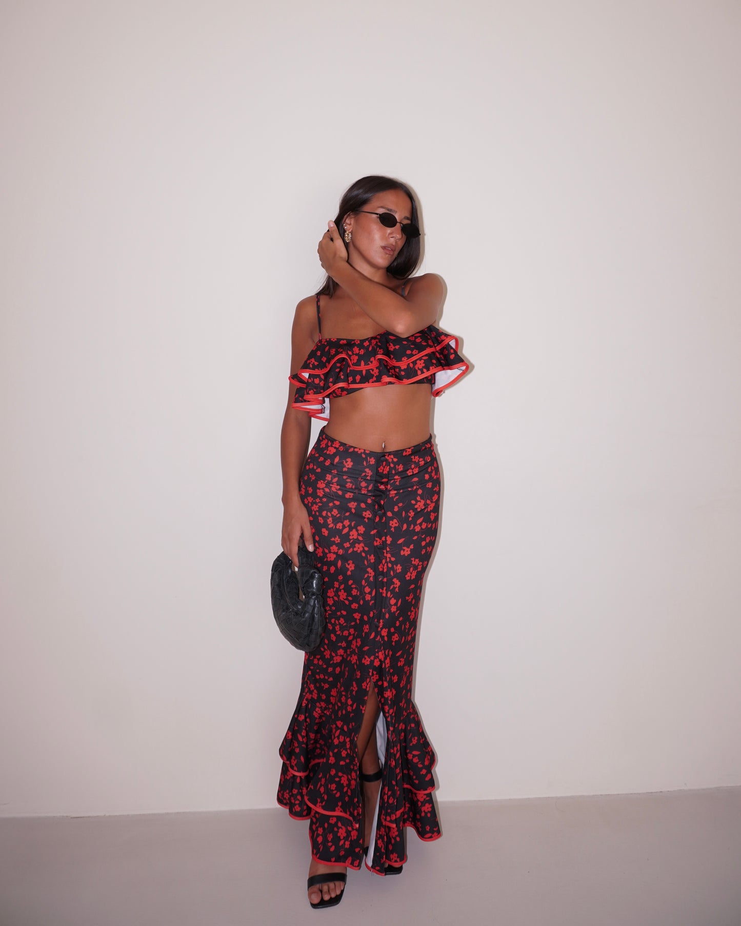 TWIN-SET TOP E GONNA A FIORI