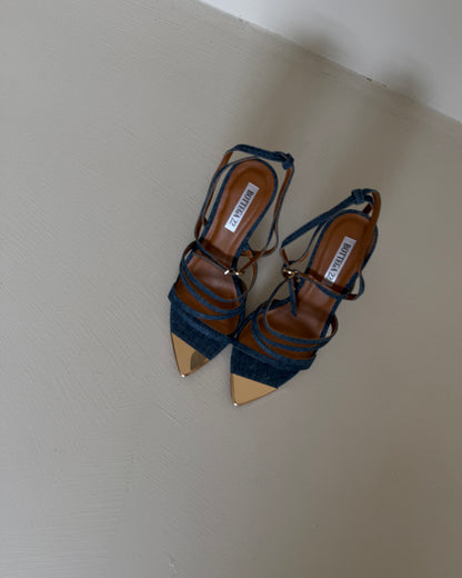 SANDALO CON TACCO IN DENIM