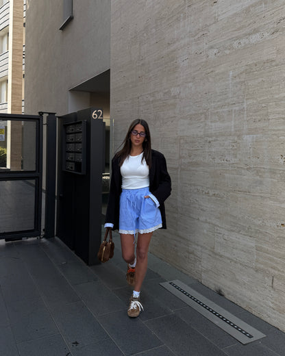 SHORTS A RIGHE CON PIZZO