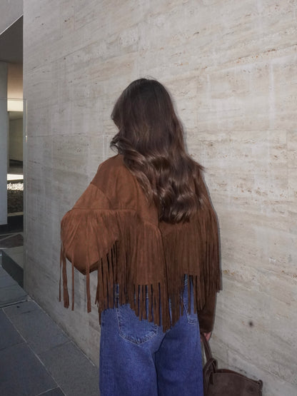 CHIODO IN SIMIL CAMOSCIO CON FRANGE