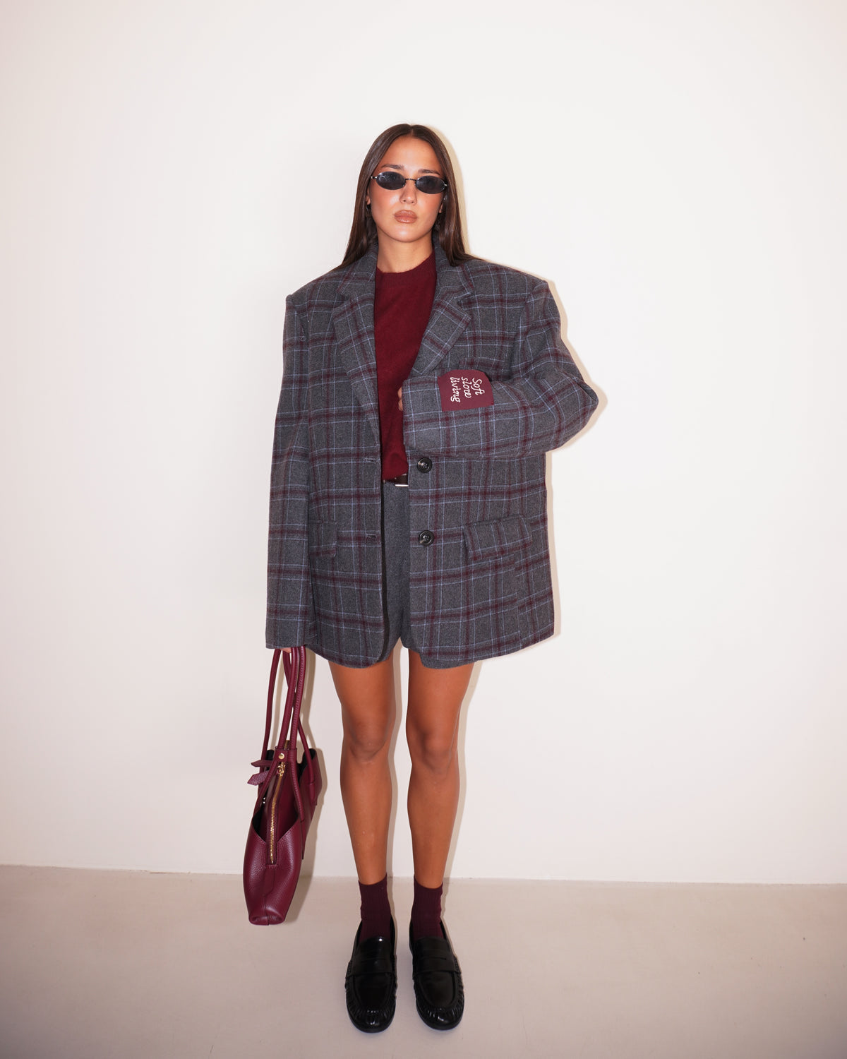BLAZER OVER FANTASIA A QUADRI LUMINA