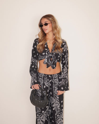 COMPLETO TOP E PANTALONE FANTASIA  BANDANA
