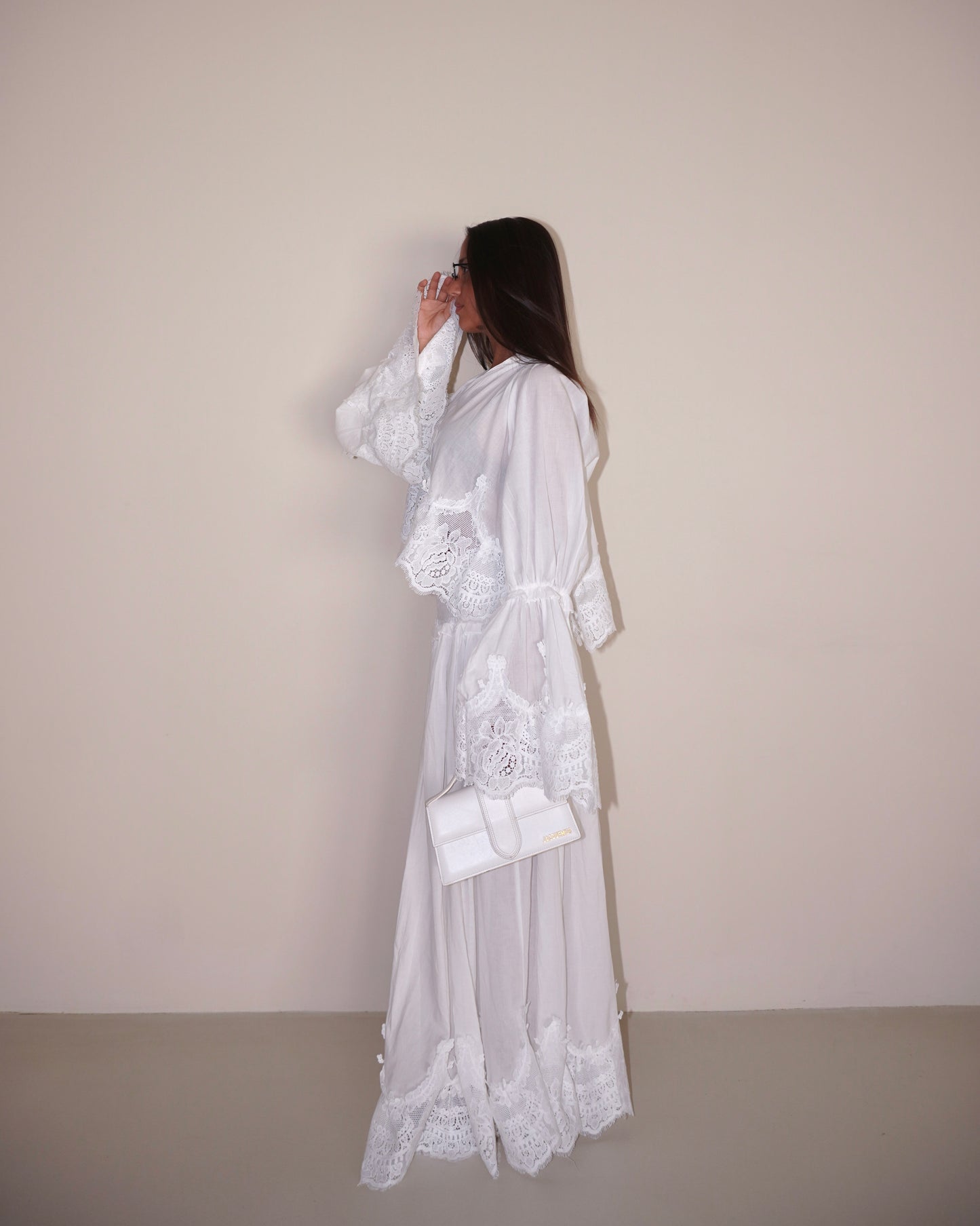 COMPLETO GONNA LUNGA E MAGLIA CON PIZZO