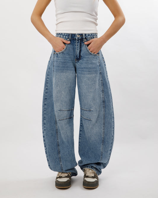 JEANS BAGGY BALLOON CUCITURE