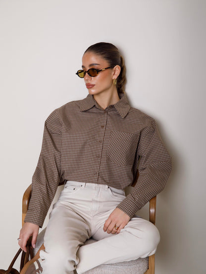 CAMICIA CON SPALLE IMBOTTITE A QUADRI