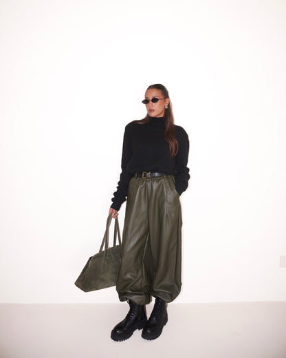 PANTALONE IN ECOPELLE CON COULISSE