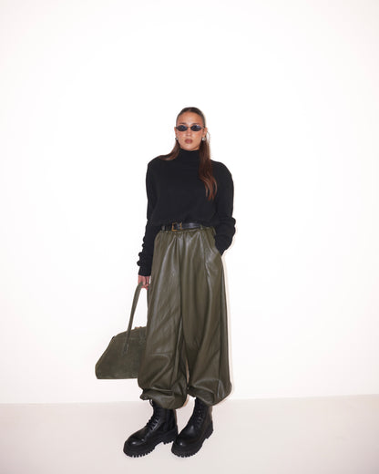 PANTALONE IN ECOPELLE CON COULISSE