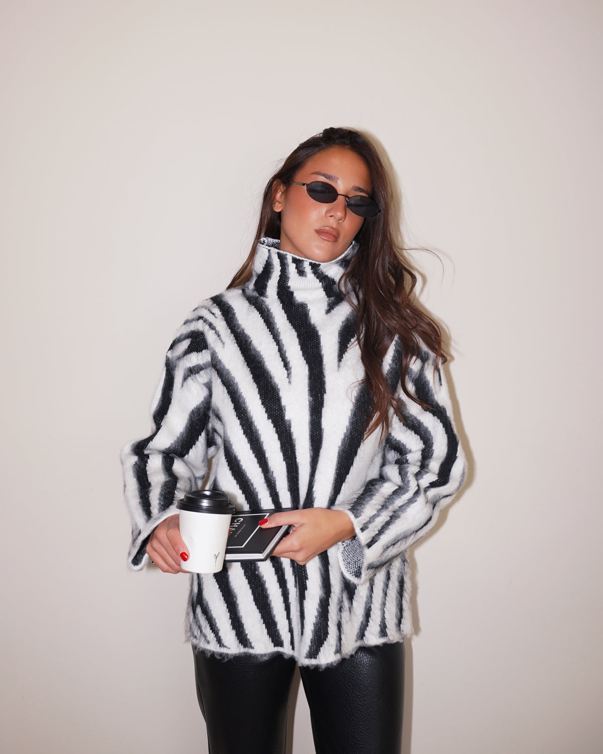 MAGLIONE COLLO ALTO ZEBRATO