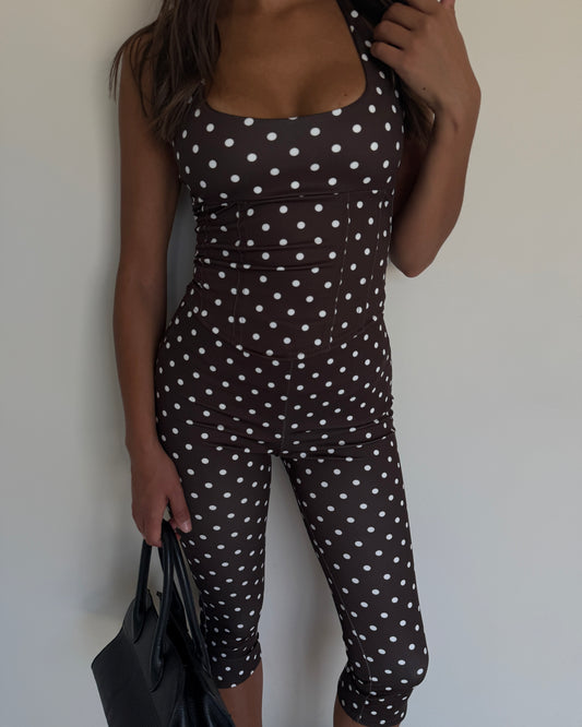 TOP A POIS SCHIENA INTRECCIATA