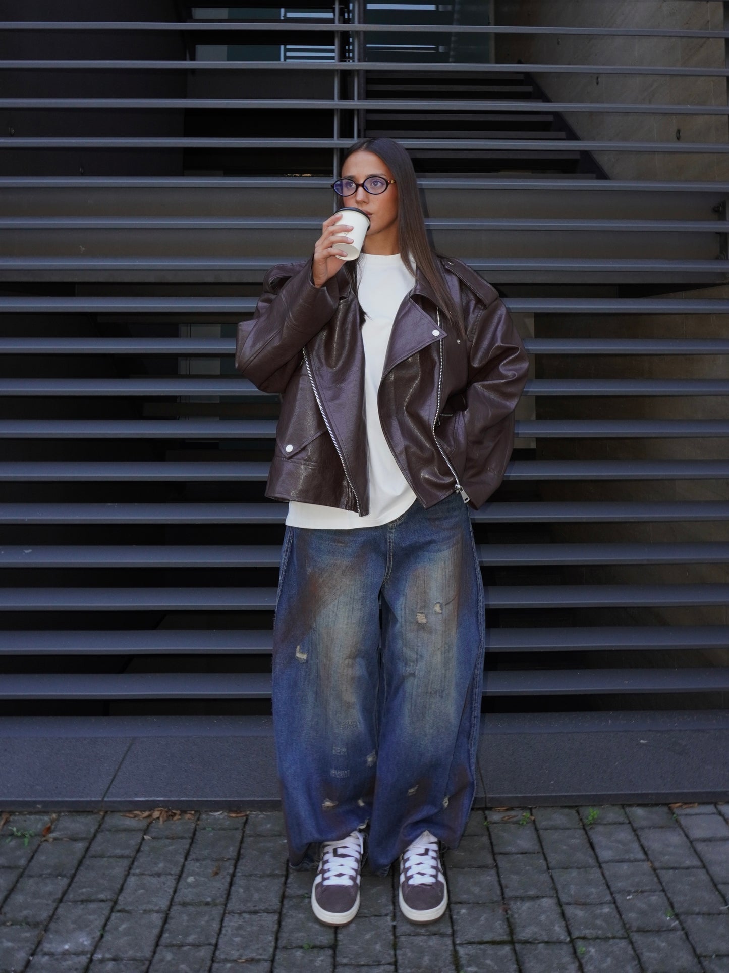 JEANS BAGGY EFFETTO ROVINATO