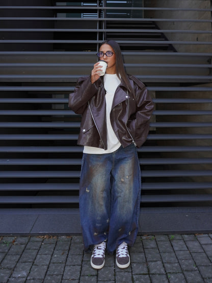 JEANS BAGGY EFFETTO ROVINATO