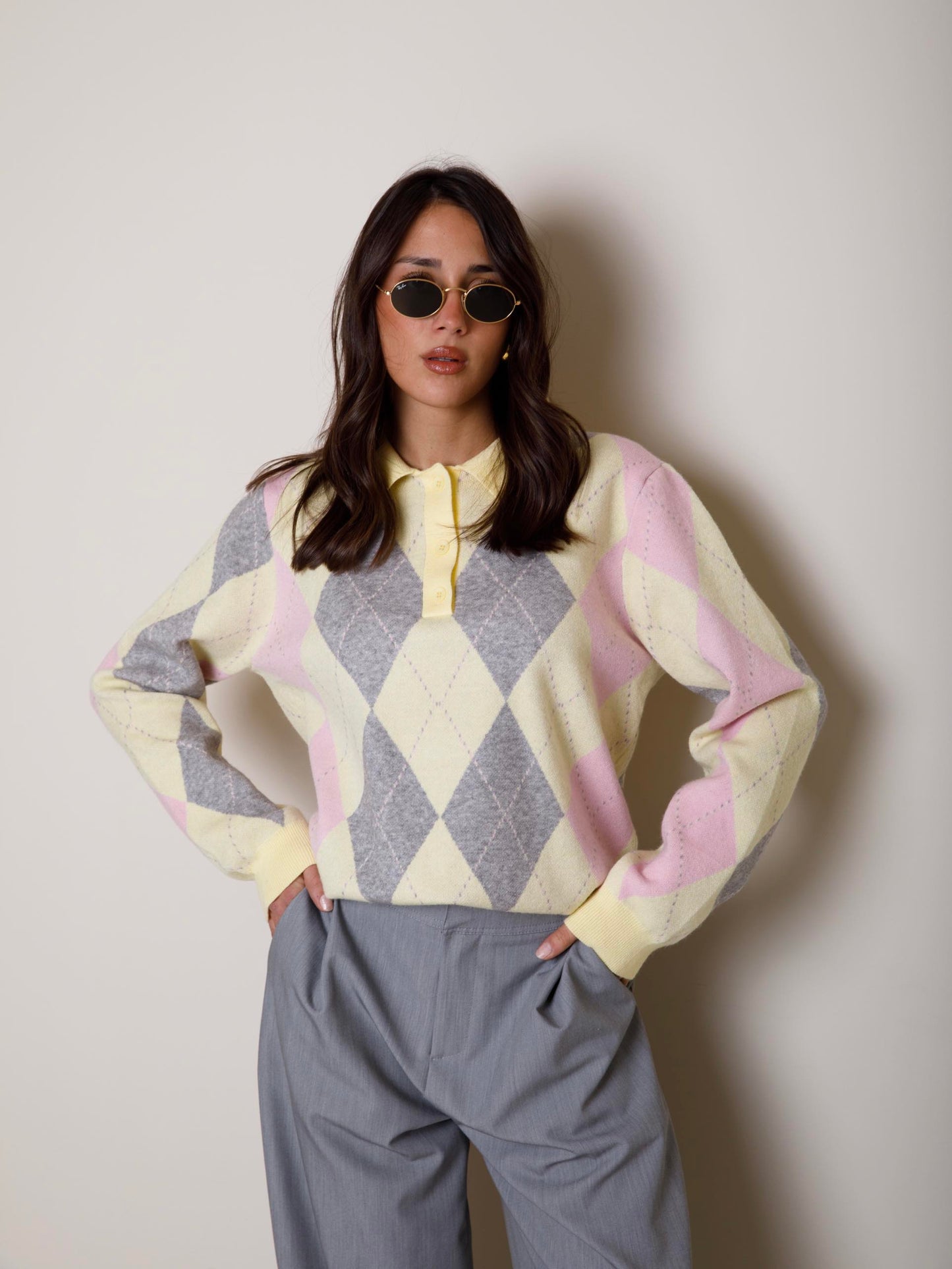 POLO IN MAGLIA CON ROMBI